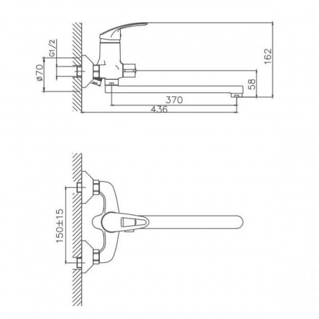 Смеситель для ванны Cron CN39 хром (CN2239) - фото 2