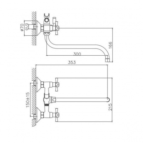 Смеситель для ванны Cron CN142 белый (CN22142-8) - фото 2