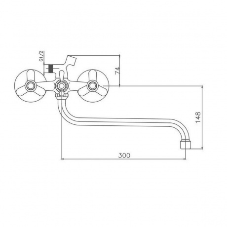 Смеситель для ванны Cron хром (CN2209) - фото 2