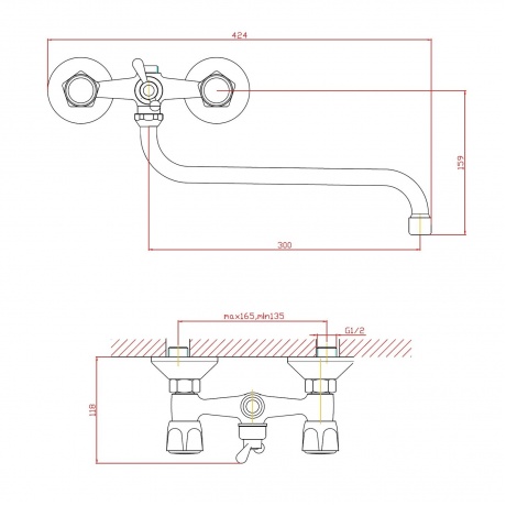 Смеситель для ванны Cron хром (CN2309) - фото 2