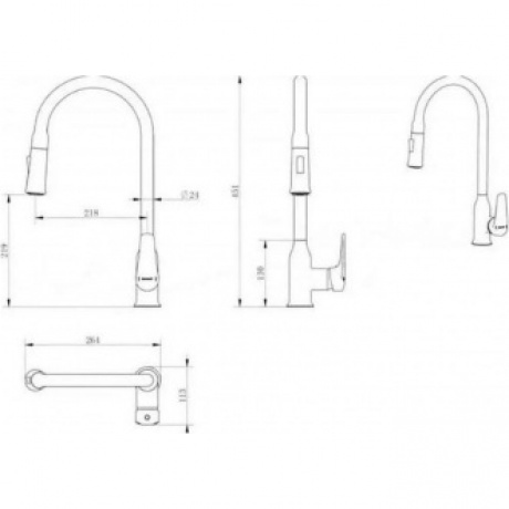 Смеситель для кухни Haiba с выдвижным изливом, хром (HB73816) - фото 2