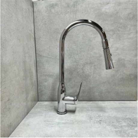 Смеситель для кухни Haiba с выдвижным изливом, хром (HB73816) - фото 6