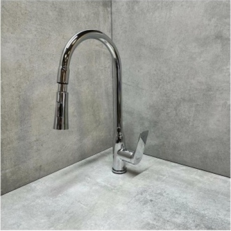 Смеситель для кухни Haiba с выдвижным изливом, хром (HB73816) - фото 7