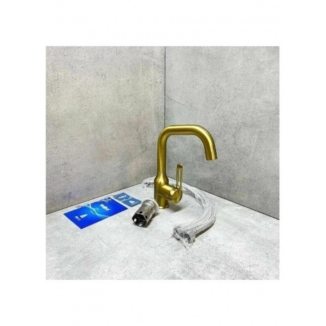 Смеситель для раковины Haiba матовое золото (HB10825-5) - фото 7