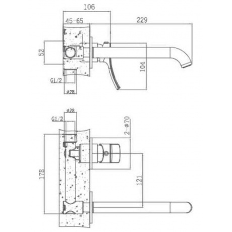 Смеситель для раковины HAIBA настенный, хром (HB14553) - фото 2