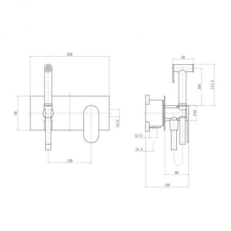 Смеситель встраиваемый FASHUN с гигиенической лейкой (A7585) - фото 2