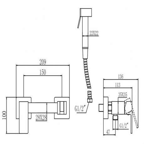 Смеситель для биде Savol (S-FXQ007W) - фото 2