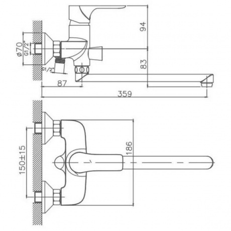 Смеситель для ванны CRON (CN22172) - фото 2