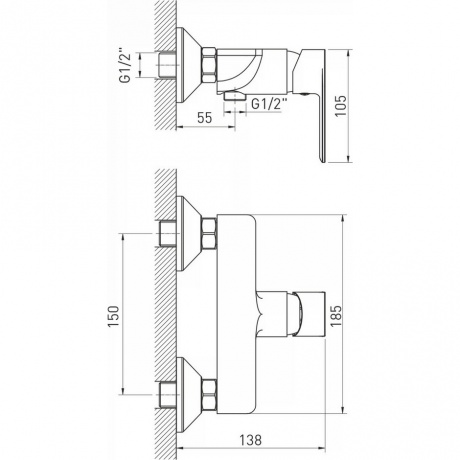 Смеситель для душа 35k MIXLINE ML26-07 "Life" (550761) - фото 4