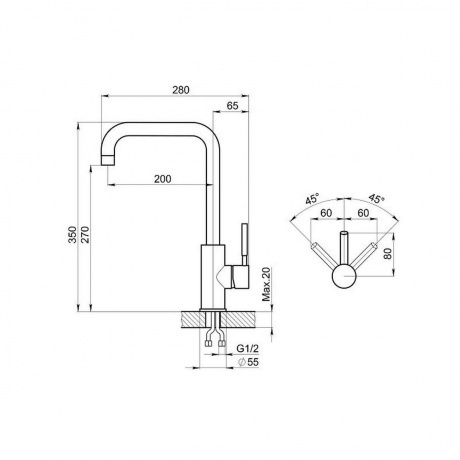 Смеситель для кухни GRANULA (ST-4033, ТУРМАЛИН) - фото 3
