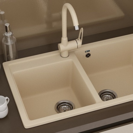 Смеситель для кухни ULGRAN Classic бежевый (U-006-328) - фото 2