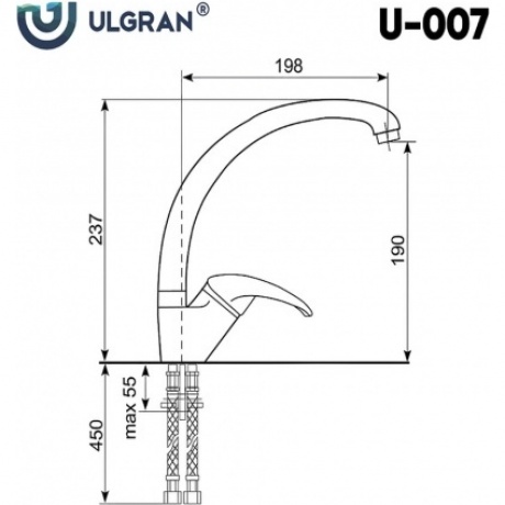 Смеситель для кухни ULGRAN Classic серый (U-007-310) - фото 2