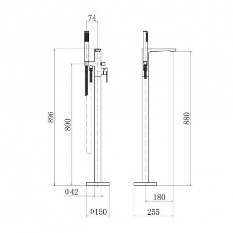 Смеситель напольный ванно-душевой FASHUN хром (A3085) - фото 2