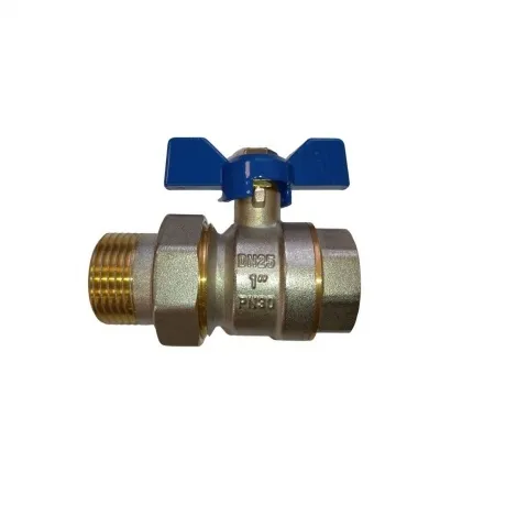 Кран шаровой с американкой RM-L 1 никелированный бабочка Ду25 Ру...