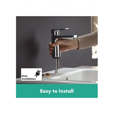 Смеситель для раковины hansgrohe Vernis Blend 100, без сливного гарнитура, хром - фото 11