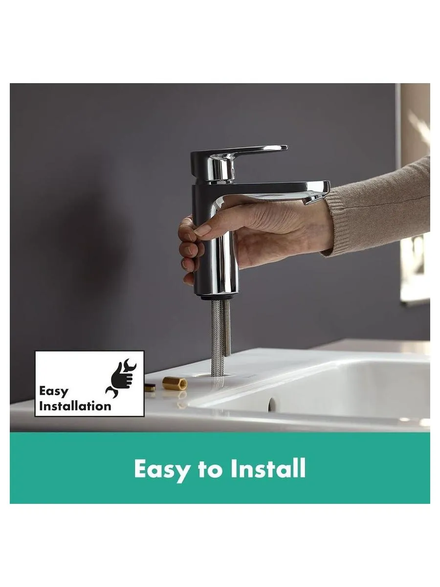 Смеситель для раковины hansgrohe Vernis Blend 100, без сливного гарнитура, хром - фото 11