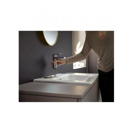 Смеситель для раковины hansgrohe Vernis Blend 100, без сливного гарнитура, хром - фото 5