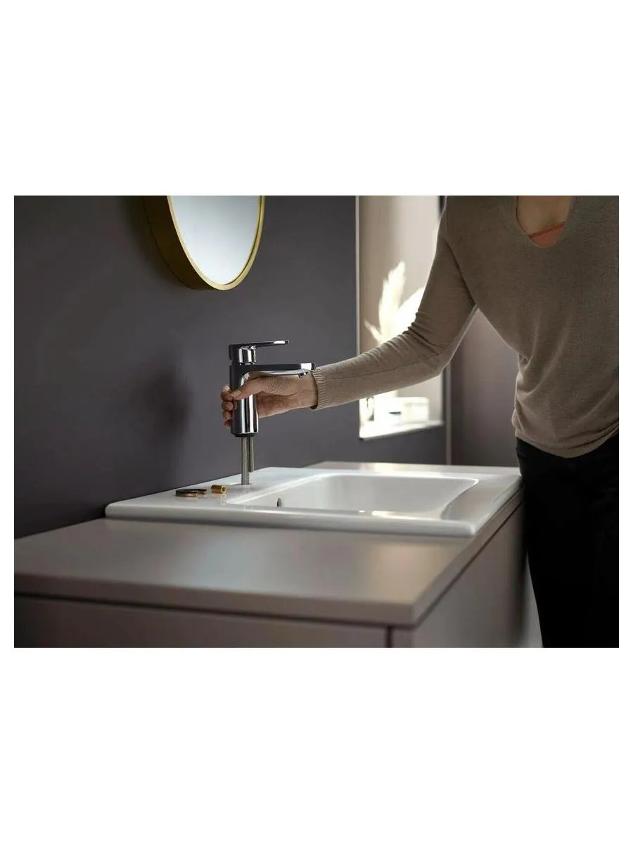 Смеситель для раковины hansgrohe Vernis Blend 100, без сливного гарнитура, хром - фото 5