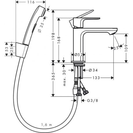 Смеситель для биде Hansgrohe Rebris E 72216000 хром - фото 2