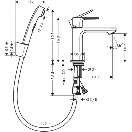 Смеситель для биде Hansgrohe Rebris E 72216000 хром - фото 3