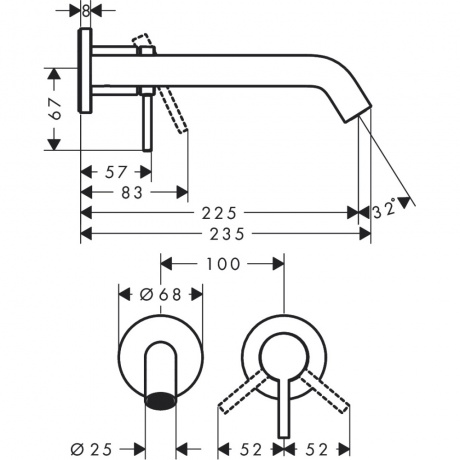 Настенный смеситель для раковины Hansgrohe Tecturis S 73351140 бронза - фото 2