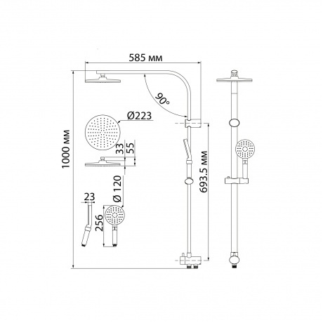 Душевой гарнитур Iddis Swipe SWI3F97i76 с верхней лейкой - фото 2
