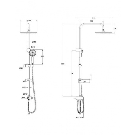 Душевой гарнитур с верхним душем Lemark LM8809C - фото 2