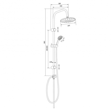 Душевой гарнитур OLIVE'S с верхней лейкой (KDC01) - фото 2