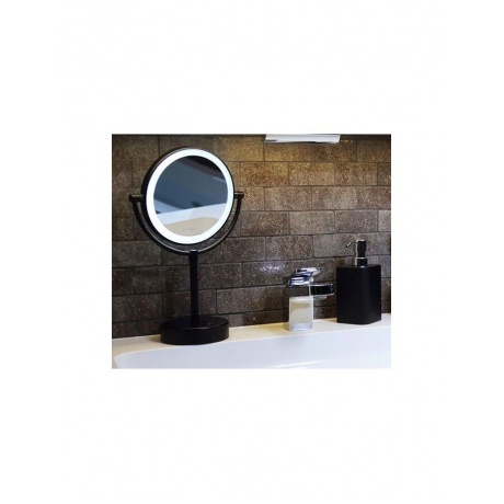 Зеркало с 3-х кратным увеличением WasserKRAFT K-1005BLACKс LED-подсветкой двухстороннее 9062555 - фото 2