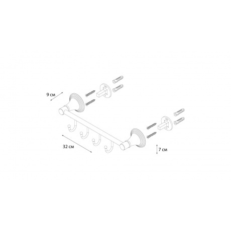 Планка FIXSEN Luksor 4 крючка (FX-71605-4B) - фото 3