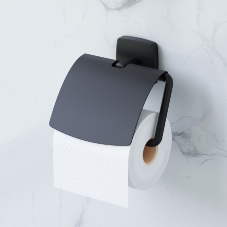 Держатель для туалетной бумаги с крышкой AM.PM Gem A90341422, цвет: черный - фото 3