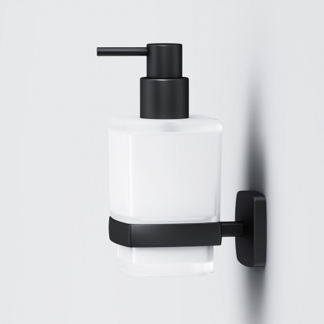 Стеклянный диспенсер для жидкого мыла с настенным держателем AM.PM Gem A9036922, цвет: черный - фото 4
