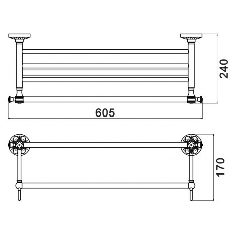 Полка для полотенец 60 см Savol 58а (S-005844A) - фото 2