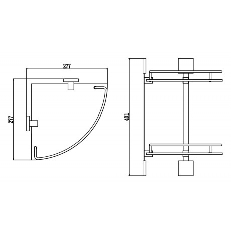 Полка угловая двойная (стеклянная) Savol 65с (S-065322C) - фото 2