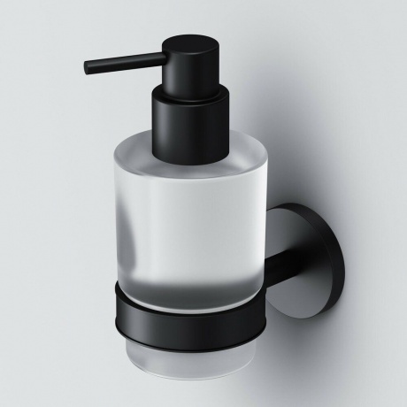 Стеклянный диспенсер для жидкого мыла с настенным держателем AM.PM X-Joy A85A36922 черный - фото 2