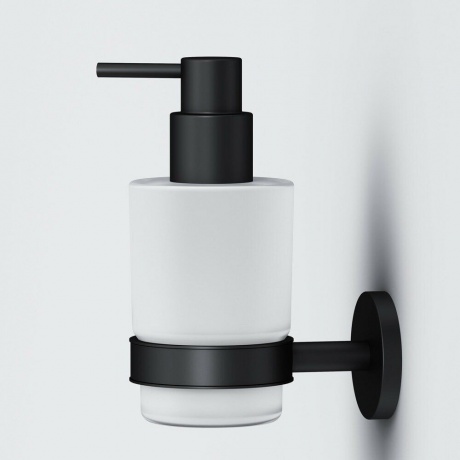 Стеклянный диспенсер для жидкого мыла с настенным держателем AM.PM X-Joy A85A36922 черный - фото 4