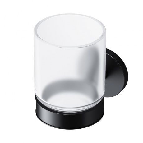 Стеклянный стакан с настенным держателем AM.PM X-Joy A85A34322 черный - фото 1