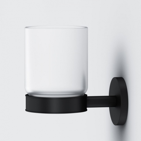 Стеклянный стакан с настенным держателем AM.PM X-Joy A85A34322 черный - фото 3