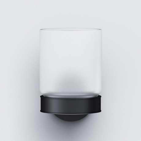 Стеклянный стакан с настенным держателем AM.PM X-Joy A85A34322 черный - фото 4
