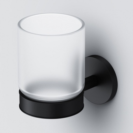 Стеклянный стакан с настенным держателем AM.PM X-Joy A85A34322 черный - фото 5