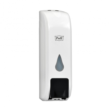 Дозатор для жидкого мыла пластиковый puff-8104, белый с черной кнопкой, 350 мл, 22х8х9 см 1402.093 - фото 1