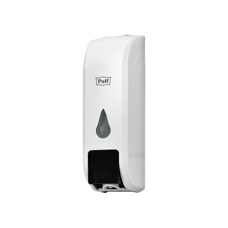Дозатор для жидкого мыла пластиковый puff-8104, белый с черной кнопкой, 350 мл, 22х8х9 см 1402.093 - фото 2