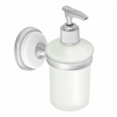 Дозатор для жидкого мыла стеклянный  Solinne, B-51106, хром, стекло-сатин, Коллекция Blanco 2516.133 - фото 1