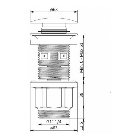 210600300 Option, универсальный донный клапан, чёрный матовый - фото 2