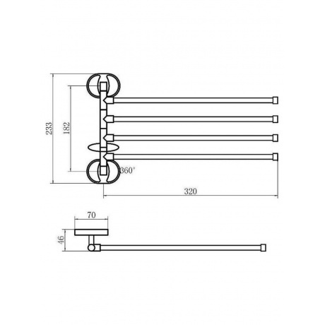 Полотенцедержатель FASHUN  реечный поворотный хром (A1914) - фото 2