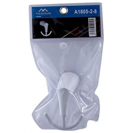 Крючок FASHUN настенный двойной белый (A1805-2-8) - фото 3