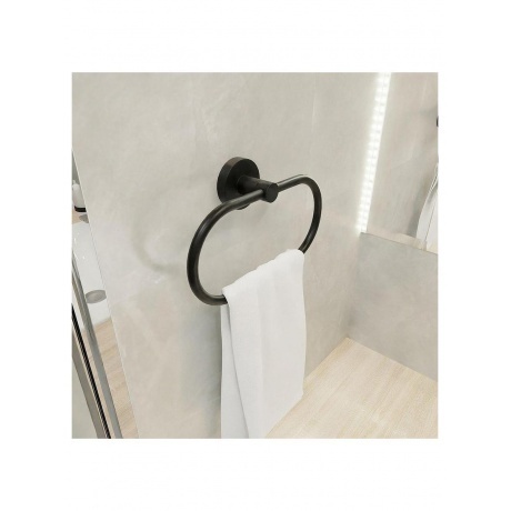 Полотенцедержатель кольцо черный Fixsen Comfort  Black (FX-86011) - фото 3