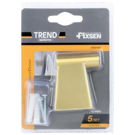 Крючок FIXSEN TREND GOLD одинарный  (FX-99005) - фото 2