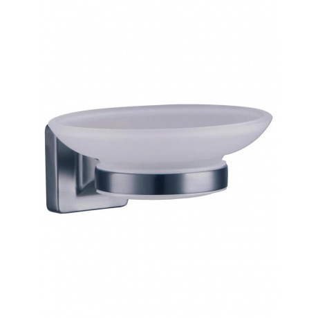 Мыльница со стеклянным матовым блюдцем FASHUN графит (A2602-17)