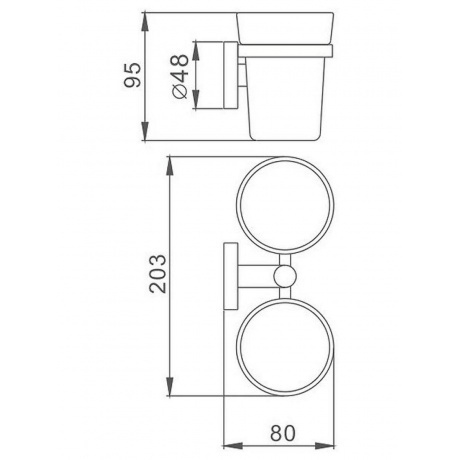 Стакан для ванной комнаты двойной Haiba хром (HB1708) - фото 2